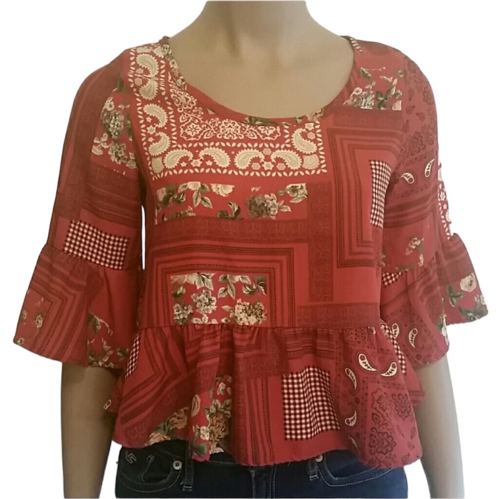 Peach Royal  SZ S Peplum Blouse